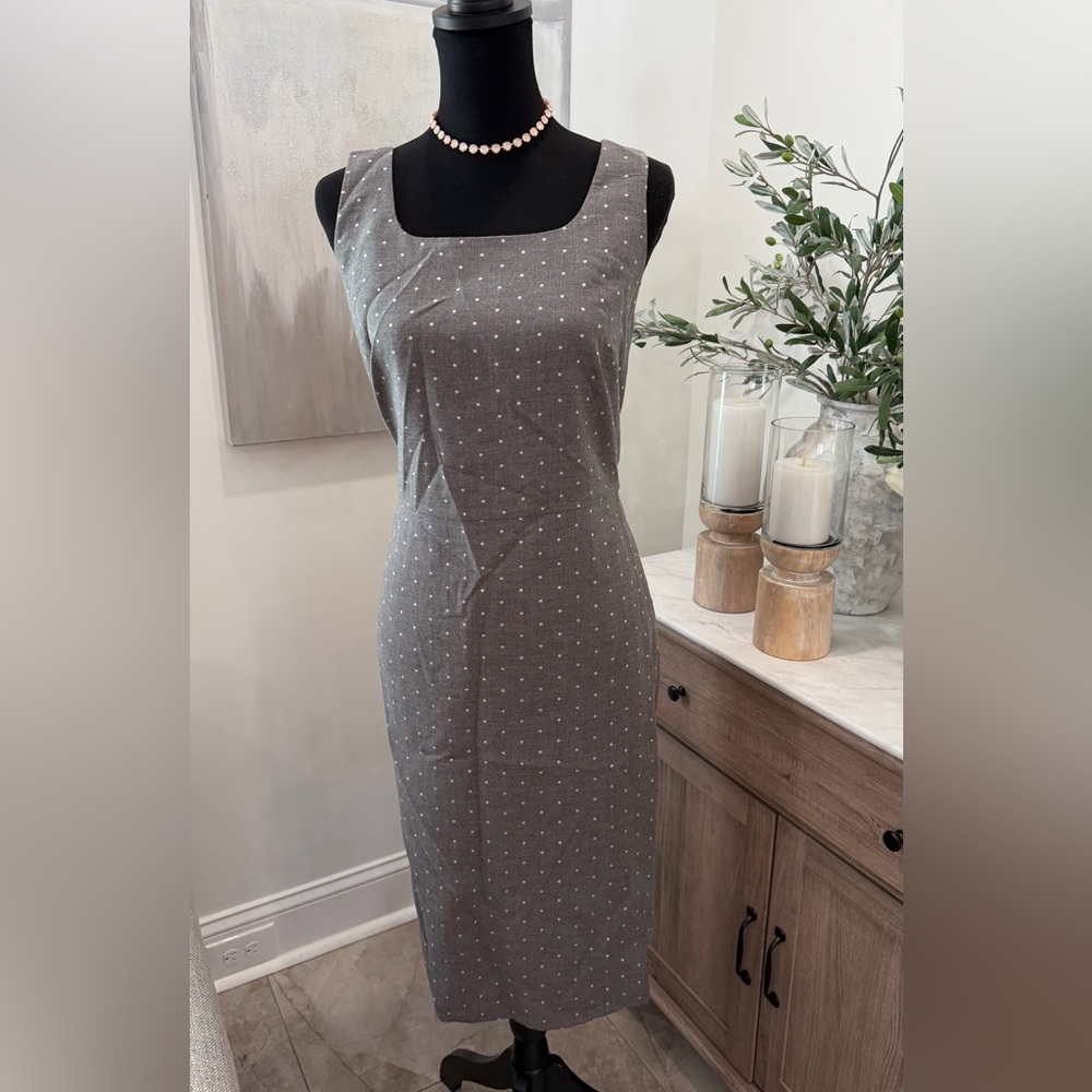 The Limited Grey Polka Dot Midi Dress
